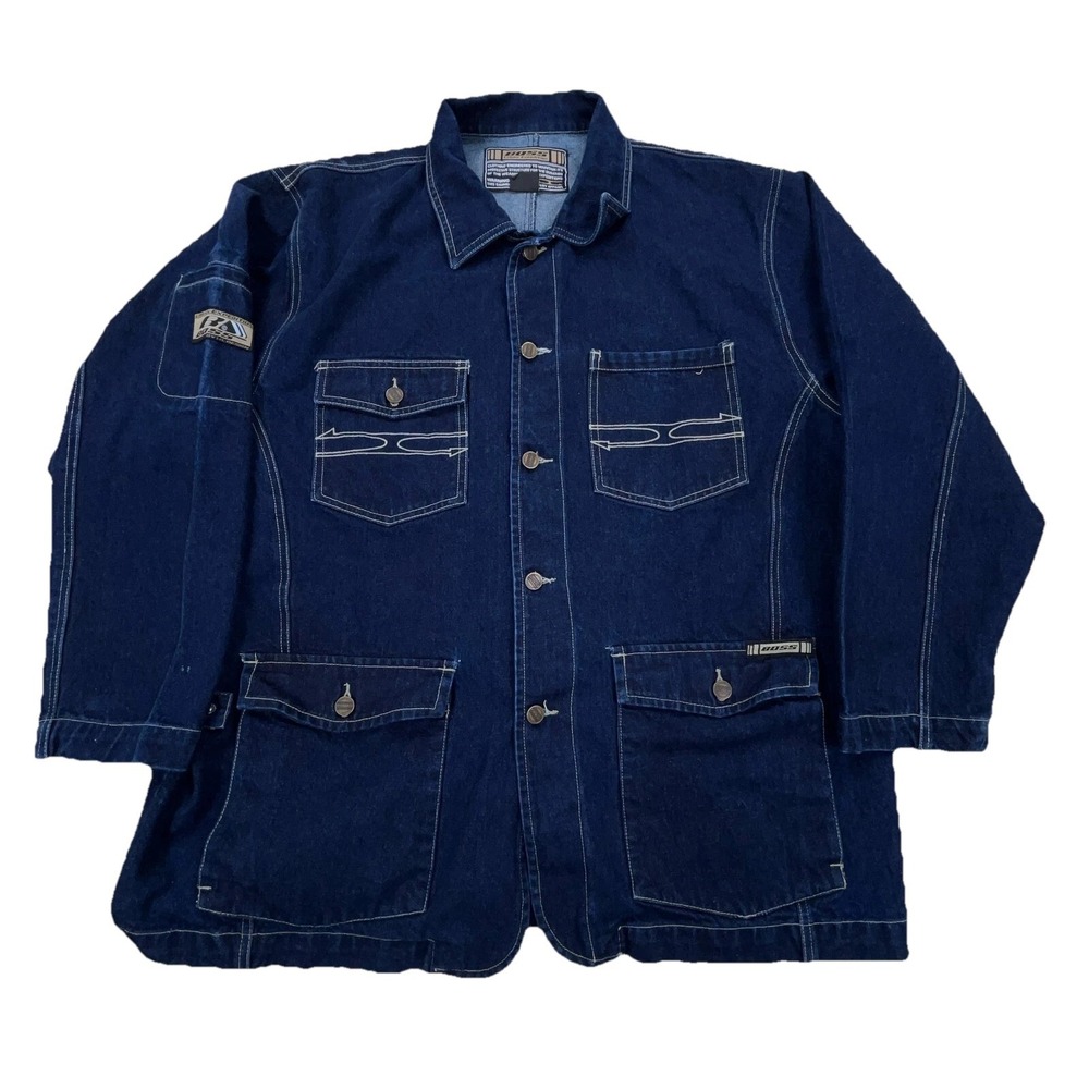 Vintage Boss Denim Jacket Men XL Chore Barm Urban Expedition Hip Hop Cyber Baggy